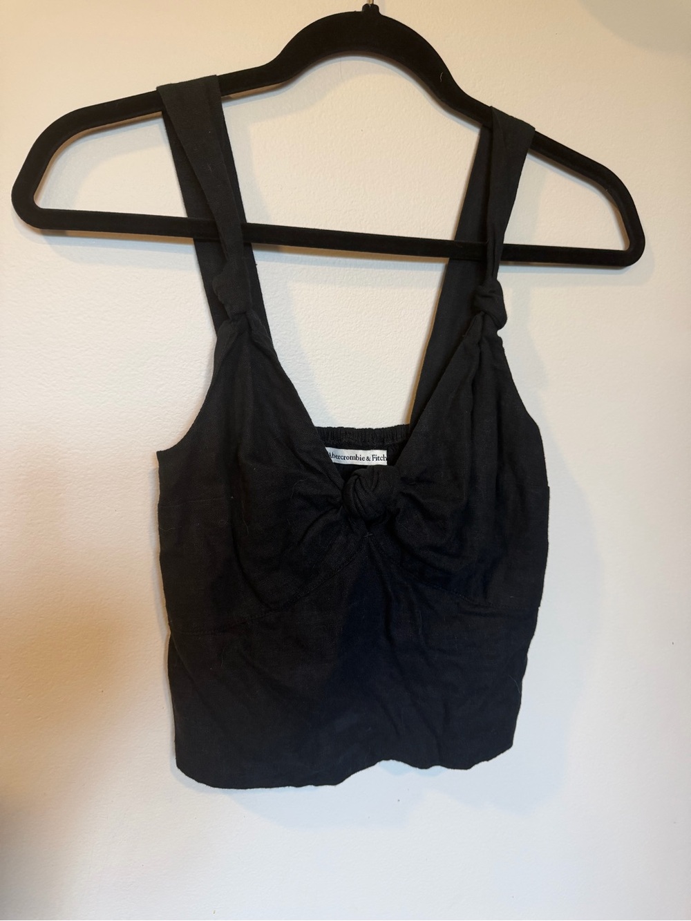 Brand New Abercrombie & Fitch Black Knot-Front Cropped Camisole